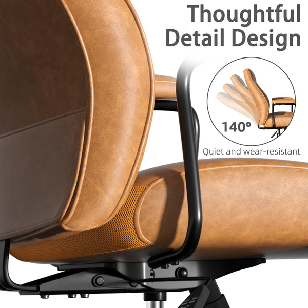 Leather Office Chair – Height Adjustable, Mid-Century Modern