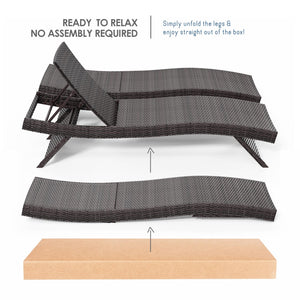 Outdoor Wicker Chaise Lounge Chair with Reclining Backrest
