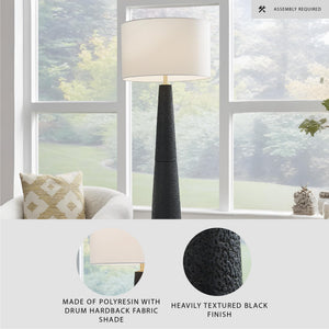 Modern Textured Polyresin Floor Lamp with 3-Way Switch
