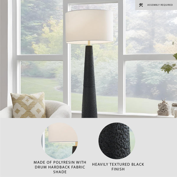 Modern Textured Polyresin Floor Lamp with 3-Way Switch