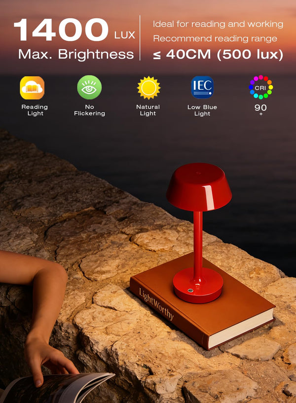 Cordless Rechargeable LED Table Lamp with Touch Dimming
