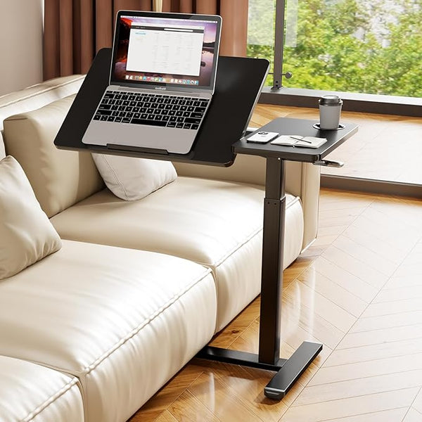 Pneumatic Height Adjustable Overbed Table with Wheels