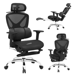 Ergonomic Mesh Office Chair with Lumbar Support, 3D Headrest & Reclining