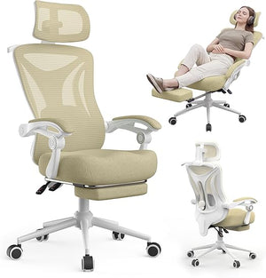 Ergonomic Office Chair with Footrest & Reclining Mesh Back