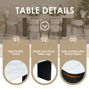 Modern Oval Dining Table Set with Boucle Chairs – 4 to 6 Seats