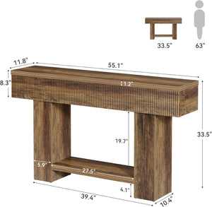 55-Inch Farmhouse Console Table with 2-Tier Storage
