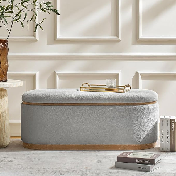 Modern Chenille Upholstered Storage Bench