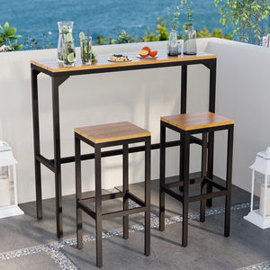 3-Piece Outdoor High Top Bar Set with 47" Table and 2 Bar Stools