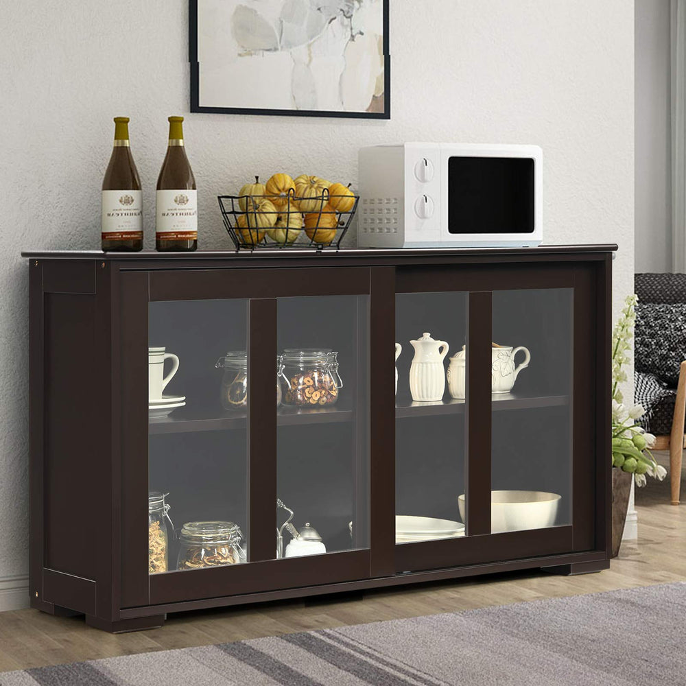 Coffee Sideboard with Sliding Glass Doors