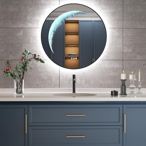 Round LED Bathroom Mirror with Anti-Fog & Dimmer