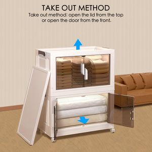 Foldable Stackable Storage Bins with Lids, Doors & Wheels