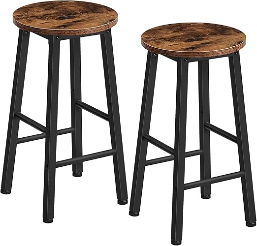 Industrial Bar Stools Set of 2 – Counter Height Kitchen Island Chairs