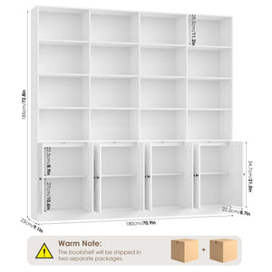 6-Tier Farmhouse Bookcase with 8 Doors