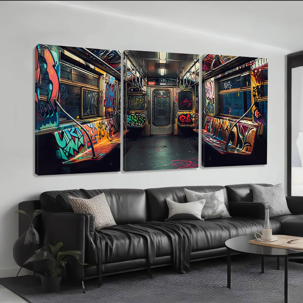 Graffiti Canvas Wall Art – Subway Train 3-Piece Set