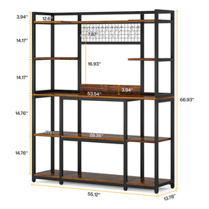 55" Wide 5-Tier Baker's Rack with Hutch & 11 Hooks