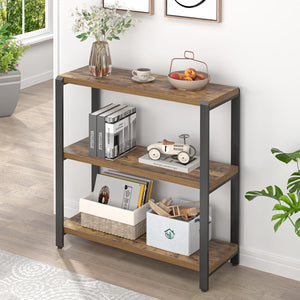 3-Tier Metal & Wood Bookshelf