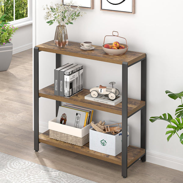 3-Tier Metal & Wood Bookshelf