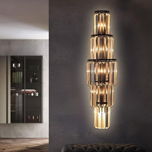 Modern Crystal Wall Sconce 5-Light Metal Vanity Light Fixture