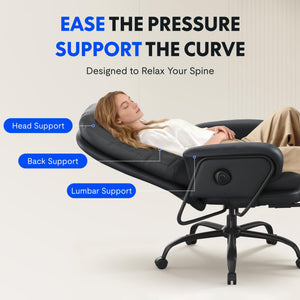 Reclining Chaise Lounge Chair with Footrest & Lumbar Support