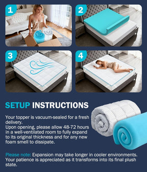 4 Inch Dual Layer Cooling Gel Memory Foam Mattress Topper