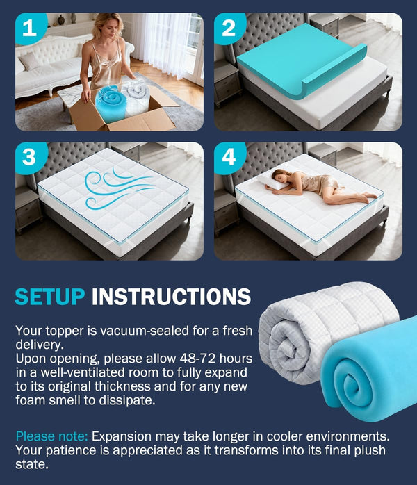 4 Inch Dual Layer Cooling Gel Memory Foam Mattress Topper