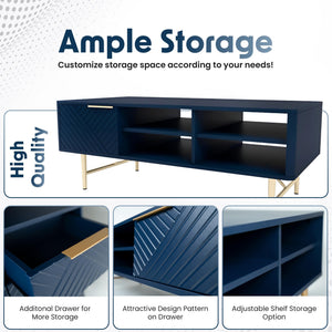Modern Coffee Table with Storage – Navy Blue