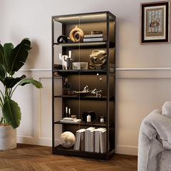 5-Tier Glass Display Cabinet with LED Lights & Motion Sensor