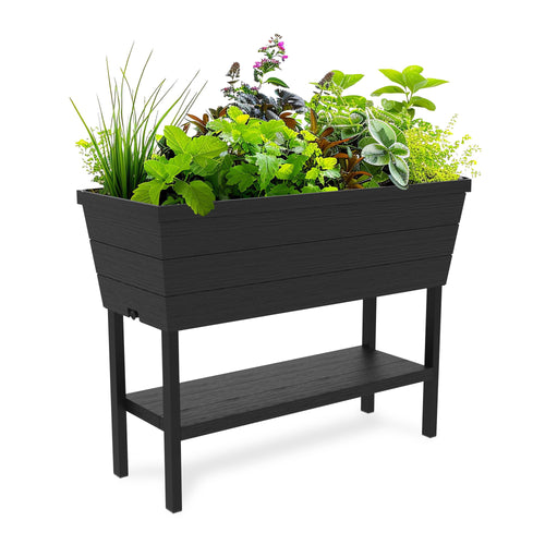 Raised Garden Bed Planter with Self-Watering System – 12.7 Gallon, Dark Grey