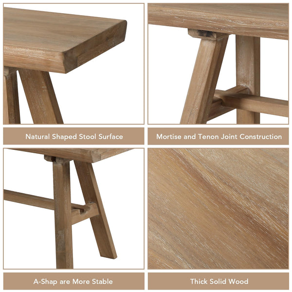 Rustic Solid Wood Farmhouse Bench – Indoor Dining & Entryway Seat