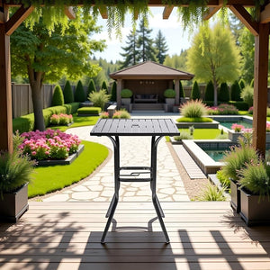 Outdoor Bar Height Bistro Table with Umbrella Hole