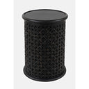 Round Drum End Table – Hand-Carved Mango Wood
