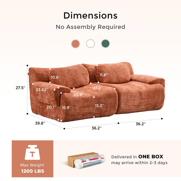 Modular Cloud Sofa Sectional – Chenille Boneless Couch, No Assembly
