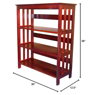 Pine Wood 4-Tier Bookcase, Cherry
