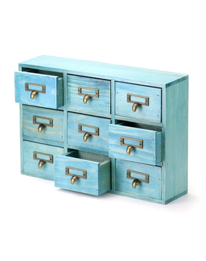 9-Drawer Wooden Desk Organizer Cabinet