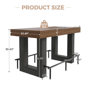 Counter Height Bar Table with Metal Footrest