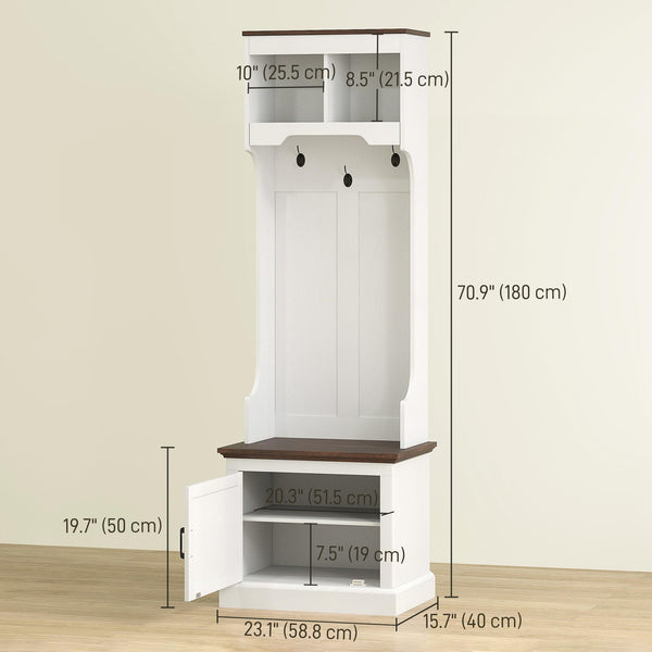 3-in-1 Hall Tree with Shoe Storage, Coat Rack & Entryway Bench