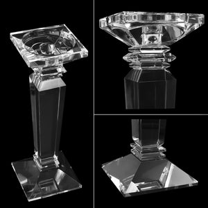 Crystal Candlestick Holders Set of 2 — K9 Clear Pillar & Taper Candle Holders