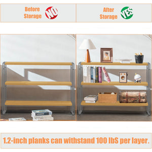 3-Tier Industrial Bookshelf with Rustic Wood & Metal Frame