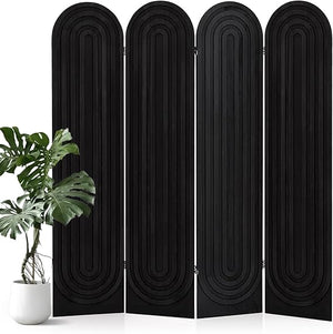 4-Panel Arched Wood Room Divider Folding Privacy Screen