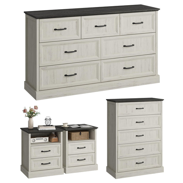 4-Piece Farmhouse Bedroom Set – Dresser & Nightstands
