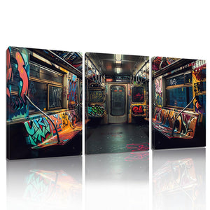 Graffiti Canvas Wall Art – Subway Train 3-Piece Set