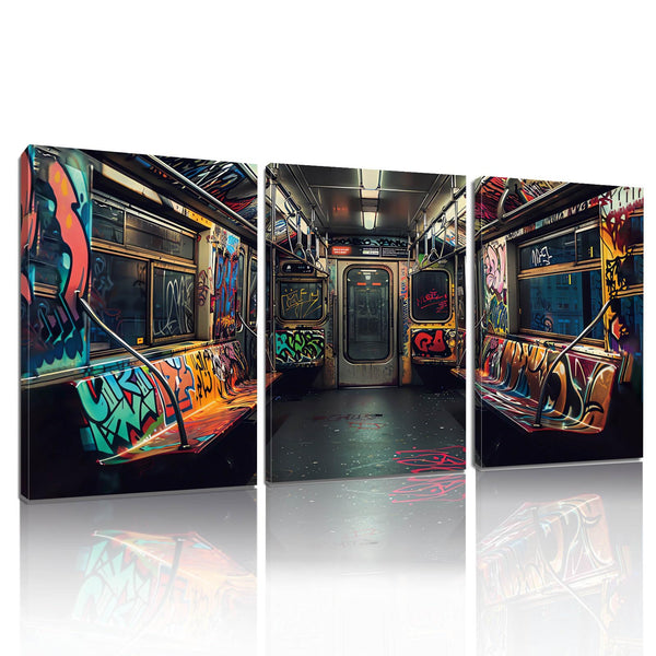 Graffiti Canvas Wall Art – Subway Train 3-Piece Set