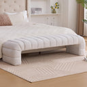 NIOIIKIT 69.7" Ottoman Bench, Teddy Upholstered Queen Size End of Bed Bench, Channel Tufted Entryway Bench with Cushion, Long Bedroom Bench, Window Bench Seat for Entryway, Living Room (Ivory)