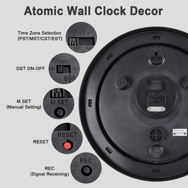 18-Inch Atomic Outdoor Wall Clock with Temperature