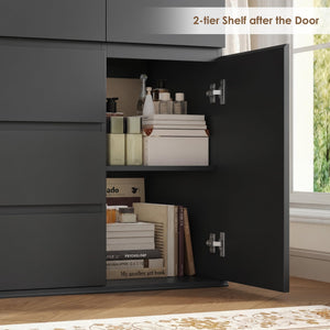 5-Drawer Dresser with Door Cabinet — Engineered Wood Storage Chest