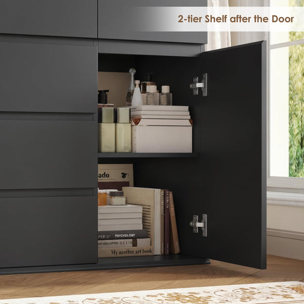 5-Drawer Dresser with Door Cabinet — Engineered Wood Storage Chest