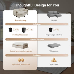 U-Shaped Modular Sectional Sofa with 2 Ottomans – 111.5" Corduroy Cloud Couch