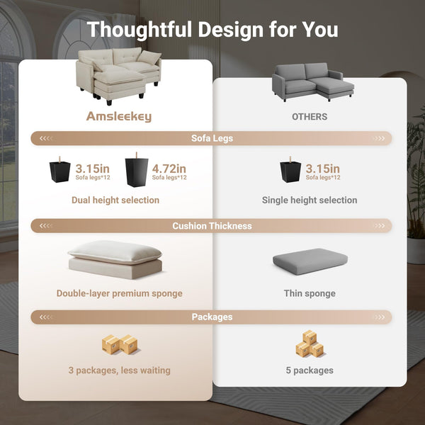 U-Shaped Modular Sectional Sofa with 2 Ottomans – 111.5" Corduroy Cloud Couch