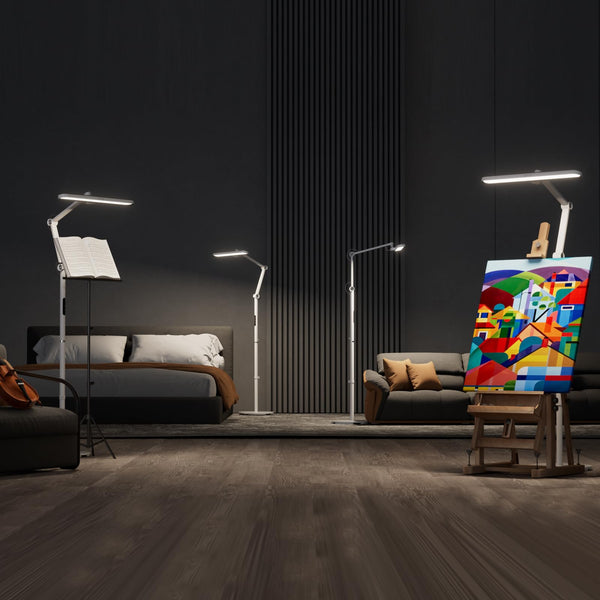 Dimmable LED Floor Lamp with Swivel Arm