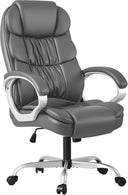 High-Back PU Leather Executive Office Chair with Lumbar Support & Padded Armrests
